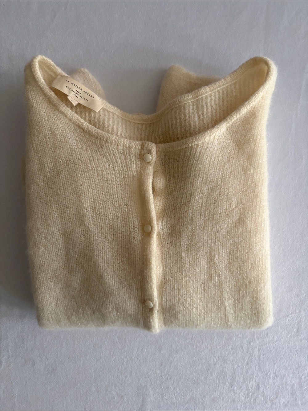 Sezane Cream Button-Front Knit Cardigan